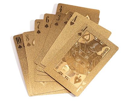 IDEA International gold playing cards, $15, Paul Smith, NYC, 212-627-9770 Bridge Cards, Gold Playing Cards, Modern Thanksgiving, Georgina Chapman, Whitney Port, Play Cards, Gold Card, American Express Card, Poker Night