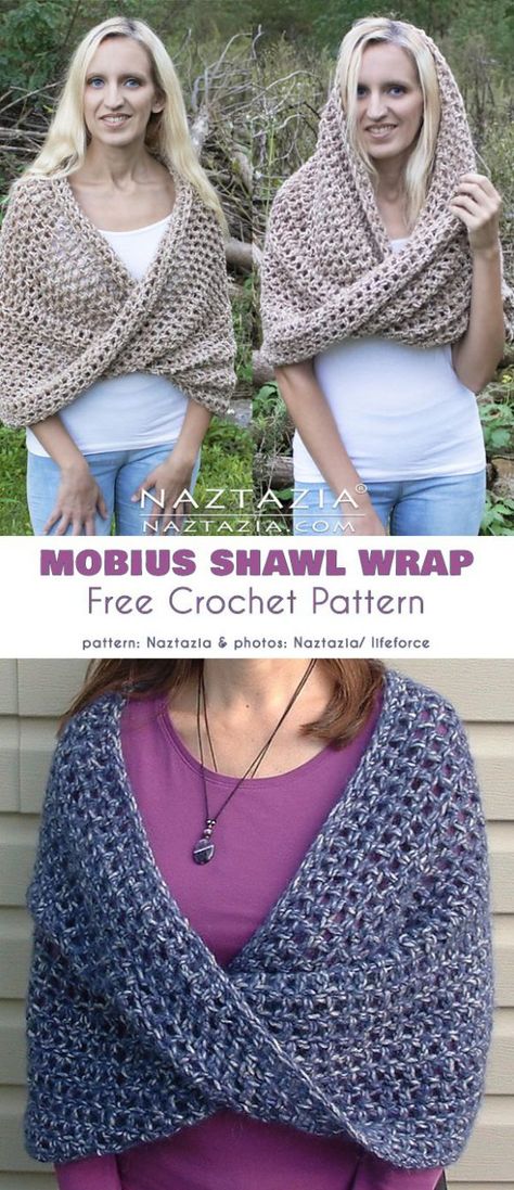 Mobius Shawl Wrap Free Crochet Pattern Crochet Mobius Shawl, Crochet Mobius, Bear Hat Crochet, Crochet Shawl Free, Crochet Wrap Pattern, شال كروشيه, Crochet Shawl Pattern Free, Crochet Triangle, Crochet Shawls And Wraps