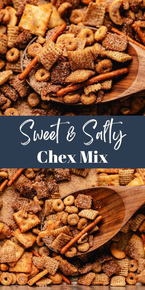 Churro Chex Mix Recipes Puppy Chow, Snack Mix Recipes Sweet And Salty, Carmel Chex Mix Recipe, Thanksgiving Chex Mix Recipes, Sweet Party Mix Recipe, Salty Chex Mix, Chex Mix Recipes Sweet, Homemade Chex Mix Recipe, Sweet Snack Mix