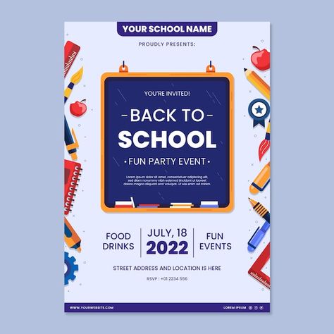 Back To School Poster Ideas, Back To School Poster Design, Back To School Flyer Design, School Event Poster, School Poster Design, School Flyer Design, School Poster Ideas, School Event Flyer, Poster Education