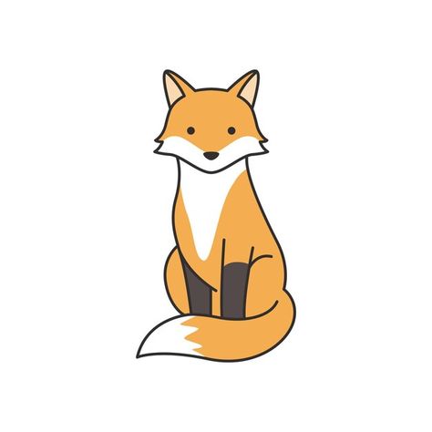 Vector cute cartoon fox vector illustrat... | Premium Vector #Freepik #vector Fox Doodle Simple, Fox Cute Drawing, Fox Cartoon Drawing, Fox Line Art, Fox Outline, Cartoon Fox Drawing, Fox Doodle, Fox Drawing Easy, Fox Vector