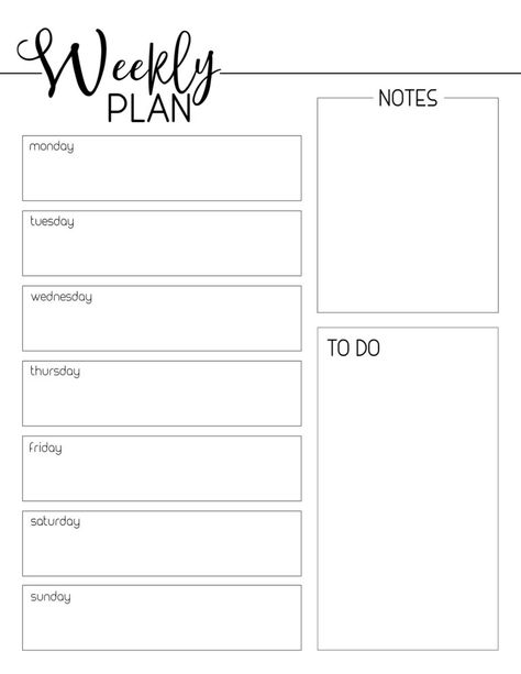 Weekly Planner Template Free Printable. Organize your week with this free printable. Pages for your notebook planner organizer. #papertraildesign #free #freeprintable #goals #crushyourgoals #slayyourgoals #getstuffdone #getshitdone #planning #planyourweek #organizationalprintables Weekly Planner Template Free Printable, Free Printable Weekly Planner Template, Planner Template Free, Free Weekly Planner Templates, Blank Weekly Calendar, Planer Organisation, Weekly Calendar Template, Weekly Schedule Printable, Week Calendar