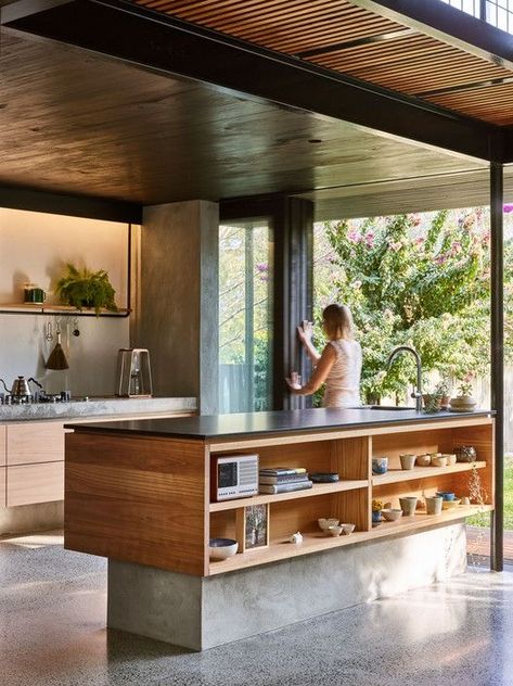 Interior Dapur, Terrazzo Flooring, Hus Inspiration, Interior Modern, Wooden Kitchen, The Design Files, Open Kitchen, Wood Kitchen, Küchen Design