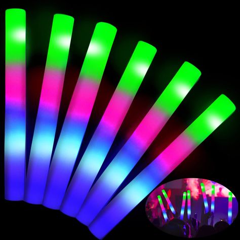 PRICES MAY VARY. 【Giant Size 16 Inch Foam Glow Sticks】16" giant multi color foam LED light glow sticks .Just press on the button, these party favors for adults will be flashing in blue, green & red colors. 【3 Light Up Modes & Long-lasting Light】Colorful lights with 3 different light up modes: fast flashing, slow flashing and alternately flashing.The glow stick will last approx 6-8 hours of continuous use. 【Battery Operated】 Batteries are included and installed. Easy to remove and replace. Reusab Foam Glow Sticks, Led Light Stick, Glow Stick Party, Glow Party Supplies, Stick Light, Party Favors For Adults, Glow Stick, Patriotic Party, Halloween Party Supplies