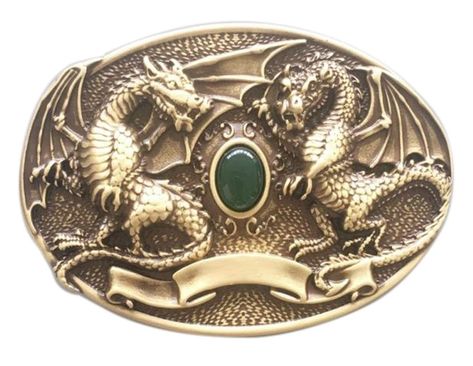 PRICES MAY VARY. 3.35 x 2.56 inches 85 x 65 mm Materia is Zinc Alloy Vintage Style Buckle Fits Up to 1.58 in (40 mm) Width Belt Stainless Steel Loop on Buckle Back Fine Gift for Family and Friend Twin Dragon Oval Solid Brass Belt Buckle  Brand New In Stock Only Buckle No Belt  SKU:BUCKLE-BT004  Material is Solid Brass  Length Size is, 3.35 inches, Height Size is, 2.56 inches, Weight is 5.29 oz  Length Size is,85 mm, Height Size is, 65 mm, Weight is 150 g  The inner diameter for back loop is, 1.5 Cool Belt Buckles, Brass Belt, Brass Belt Buckles, Box Package, Vintage Belt Buckles, Gift Box Packaging, Brass Buckle, Belt Buckle, Belt Buckles