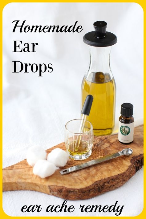 Quickly make homemade ear drops, and effective remedy for relief of common ear aches or ear infections. 2 simple ingredients. #homeremedy #earaches #eardrops #earinfections #homemadeeardrops Ear Ache Relief, Oils For Ear Ache, Earache Remedies, Clogged Ears, Ear Ache, Ear Infections, Ear Drops, Ear Wax, Homemade Remedies