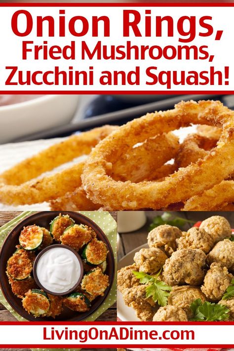 Easy Onion Rings Recipe, Easy Onion Rings, Onion Rings Recipe Easy, Mushrooms Fried, Living On A Dime, Homemade Sloppy Joe Recipe, Onion Rings Recipe, Fried Peppers, Fried Zucchini