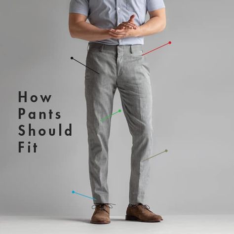 Mens Pant Length Guide, Slim Fit Pants Men Outfit, Formal Pant Fitting Guide Men, Must Have Formal Pants For Men, Style Guides Men, Pant Fitting Men, Men Dress Pants Outfits, Suit Pants Men Fit, Men’s Slacks