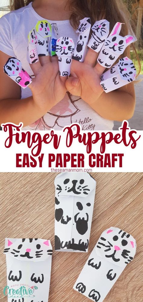 PAPER FINGER PUPPETS Paper Finger Puppets, Craft At Home, Finger Puppet Patterns, Puppets For Kids, Puppets Diy, Puppet Patterns, Paper Puppets, Puppet Crafts, Puppet Making