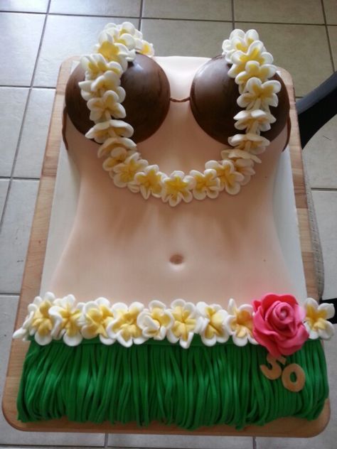 Made for a 50th Birthday Hawaiian Birthday Cakes, Bachelor Party Cakes, Birthday Cake Fondant, Hawaii Cake, Bachelor Cake, Hawaiian Cake, New Birthday Cake, Luau Theme Party, Hawaiian Luau Party