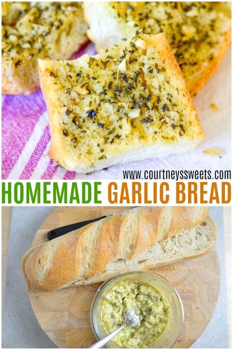 Serve our garlic bread recipe at your next dinner party! We love serving our loaded garlic bread with our Italian dinners like Sunday Sauce. via @CourtneysSweets Best Garlic Bread Recipe, Garlic Bread At Home, Garlic Bread Spread, Homemade Garlic Bread Recipe, Italian Dinners, Bread Dinner, Christmas Appetizers Easy, Bread Sauce, Gluten Free Puff Pastry