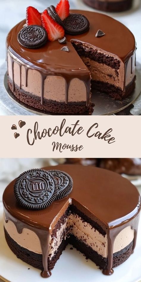 🍫🍰 Oreo Chocolate Mousse Cake: Indulge in Decadence! 😍✨ Looking for a show-stopping dessert that will wow your guests? This Oreo Chocolate Mousse Cake is the ultimate treat! With layers of rich chocolate mousse, creamy whipped topping, and crunchy Oreo cookie crust, this cake is a chocolate lover’s dream come true. 👉 Save this Pin and whip up this delightful dessert for your next special occasion! 🌟 #ChocolateMousse #OreoDesserts Mousse Cheesecake Recipes, Chocolate Cake One Layer, Dream Whip Recipes Desserts, Chocolate Cake With Ice Cream, Cool Whip Cake, Rich Chocolate Cake Recipe, Best Chocolate Mousse Recipe, Whipped Cheesecake, Oreo Cakes