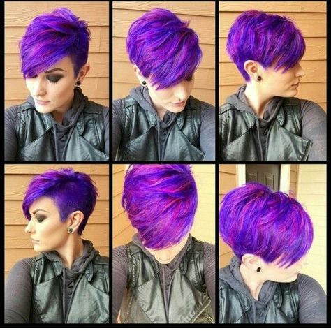 Purple Pixie Cut, Top Hairstyles, Hair Color Purple, Funky Hairstyles, Hair Collection, Grunge Hair, Love Hair, Pixie Hairstyles, Hair Today