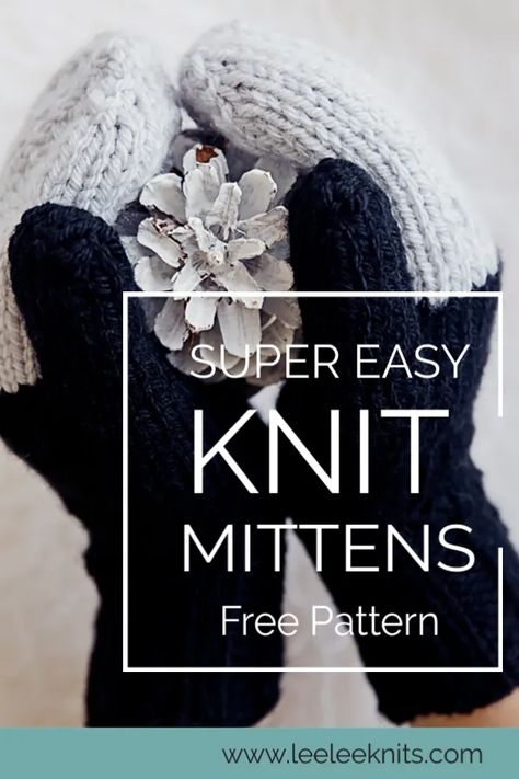 Easy Knit Mittens Pattern - Leelee Knits Worsted Weight Yarn Patterns Knitting, Easy Knit Mittens, Knit Mittens Pattern, Mittens Free Pattern, Baby Mittens Pattern, Magic Loop Knitting, Knitted Mittens Pattern, Baby Mittens, Easy Knit