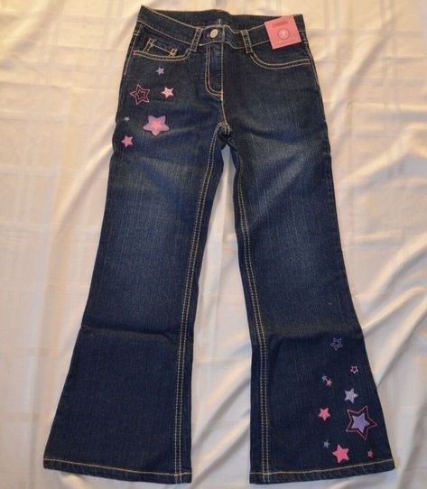 Y2k Jeans Flat, Y2k Embroidered Jeans, Purple Y2k Outfit, Flared Jeans Outfit, Bedazzled Jeans, 2000s Jeans, Star Pants, Purple Stars, Jeans Embellished