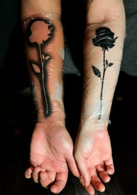 Blackout Rose Tattoo for Mother and Son - Mother Son Tattoos - Mother Tattoos - MomCanvas Mom Son Tattoo, Infinity Couple Tattoos, Son Tattoos, Mother Son Tattoos, Father Daughter Tattoos, Forever Tattoo, Cute Couple Tattoos, Black Rose Tattoos, Muster Tattoos