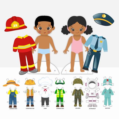 Paper Dolls Coloring Pages, Dolls Coloring Pages, Community Helpers Crafts, Community Workers, Daycare Teacher, Community Helper, History For Kids, Community Helpers, Paper Dolls Printable