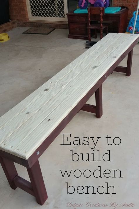 Easy Diy Wooden Bench, How To Build Bench Seating, Build A Dining Bench, Bench Seat Dimensions, Diy Folding Bench Seat, How To Make Bench Seating, Diy Indoor Bench Seat, Wood Benches Indoor, Wooden Sitting Bench