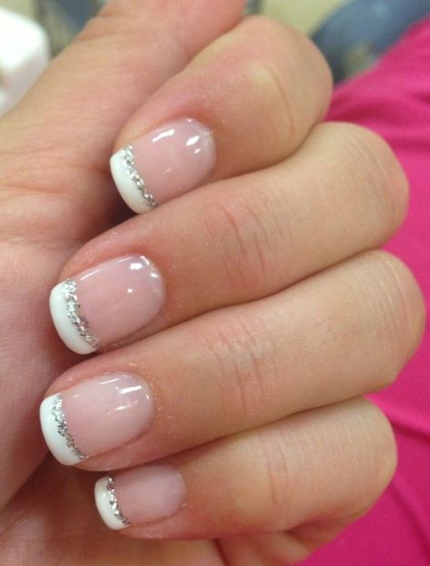 Square French Tip Dip Nails, Dusty Blue Nail Ideas, Dipped French Tip Nails, Sparkly Manicure, Dance Nails, French Manicure Nail Designs, Manicure Nail Designs, French Manicure Nails, Dip Nails