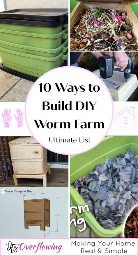 10 Ways to Build Own DIY Worm Farm | DIY Worm Compost Bin Diy Worm Bin How To Build, How To Build A Worm Farm, Easy Worm Farm, Worm Composting Bin Diy How To Build, Worm Composter Diy, Worm Bins How To Build, Worm Farm Diy How To Make A, Diy Worm Compost Bin, Worm Habitat