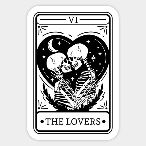 The Lovers Tarot Card represents a significant decision or a crucial turning point in one's life. The card can also symbolize harmony, balance, and the union of opposites. -- Choose from our vast selection of stickers to match with your favorite design to make the perfect customized sticker/decal. Perfect to put on water bottles, laptops, hard hats, and car windows. Everything from favorite TV show stickers to funny stickers. For men, women, boys, and girls. Tarot The Lovers, Love Tarot Card, Thumbnail Ideas, Lovers Tarot Card, Prints Ideas, The Lovers Tarot Card, The Lovers Tarot, Pin Design, Line Art Tattoos