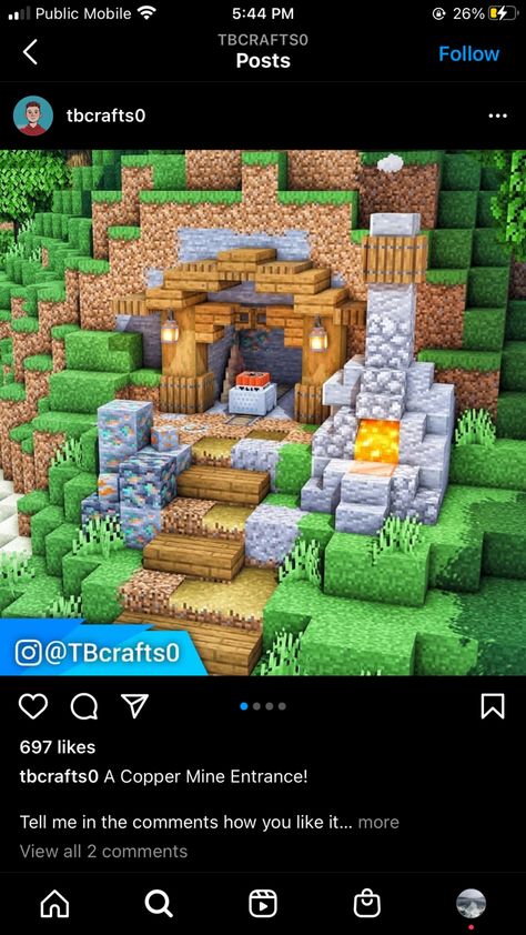 Mine Entrance, Minecraft Underground, Minecraft Building Blueprints, Minecraft Farm, Minecraft Banners, Minecraft Castle, Rumah Minecraft, Minecraft Medieval, Cute Minecraft Houses