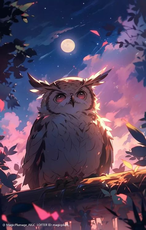 Owl Wallpaper, Animated Animals, Owl Pet, Cute Fantasy Creatures, Cute Animal Drawings Kawaii, Cute Animals Images, Anime Animals, Illustration Artwork, Cute Animal Drawings