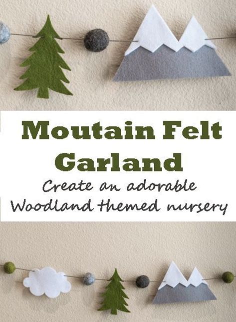 Woodland Nursery Ideas, Woodland Themed Nursery, Boy Nursery Themes, Mountain Nursery, Woodland Nursery Theme, Diy Bebe, Felt Mobile, Baby Room Design, Felt Garland