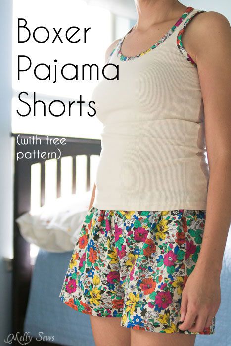 Boxer Pajama Shorts (with free pattern) - MellySews Easy Sewing Scrap Projects, Pajamas Shorts Pattern, Melly Sews, Pajama Pattern, Sewing Pants, Sew Ins, Clothes Sewing, Diy Clothing, Sewing Projects For Beginners