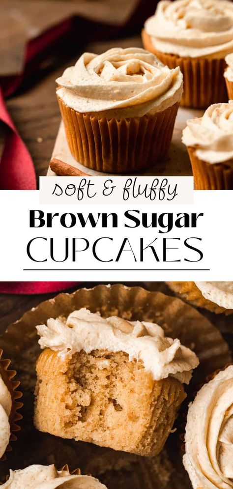 Brown Sugar Cupcakes Recipe, Brown Sugar Cupcakes, Brown Sugar Buttercream, Brown Sugar Frosting, Brown Sugar Cakes, Salted Caramel Frosting, Moist Cupcakes, Brown Sugar Recipes, Caramel Frosting