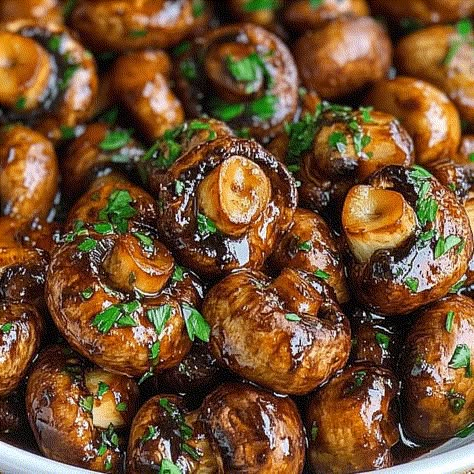 Balsamic Soy Roasted Garlic Mushrooms Whole Roasted Mushrooms, Crispy Smashed Balsamic-parmesan Mushrooms, Balsamic Mushrooms Sauteed, Balsamic Roasted Mushrooms, Roast Mushrooms, Mushroom Side Dish Recipes, Roasted Garlic Mushrooms, Mushroom Starters, Mushroom Marinade