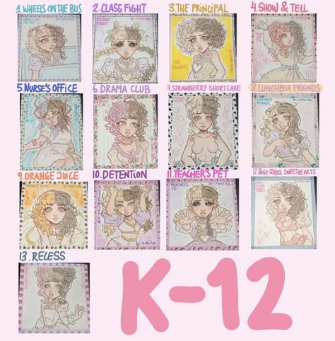 Melanie Martinez K12 Drawings, Melanie Martinez Pixel Art, Melanie Martinez Training Wheels, Album Drawings, Melanie Martinez Drawing, Melanie Martinez Mad Hatter, Mealine Martinez, Melanie Martinez Outfits, K-12 Melanie Martinez