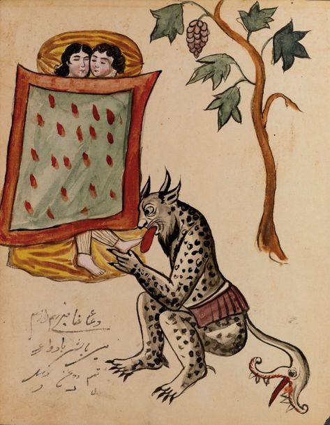 Persian Demons from a Book of Magic and Astrology (1921) – The Public Domain Review Demon Book, Illustrated Manuscript, Arte Peculiar, Persian Miniature, Demon Art, Old Book, Medieval Art, Black Magic, Rare Books