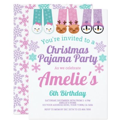 Christmas Pajama Party Invitation Pajama Birthday Party, Pajama Party Birthday, Sleepover Invitation, Pajama Birthday Parties, Christmas Pajama Party, Sleepover Invitations, Christmas Movie Night, Christmas Pj, Christmas Birthday Party