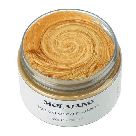 NYKKOLA Unisex Hair Wax Color Dye Styling Cream Mud, Natural Hairstyle Pomade, Washable Temporary,Party Cosplay (Gold) Wash Out Hair Color, Cute Short Curly Hairstyles, Honey Blonde Hair Color, Hairstyle Color, Temporary Hair Dye, Diy Hair Color, Multi Colored Hair, Natural Hairstyle, Hair Color Cream