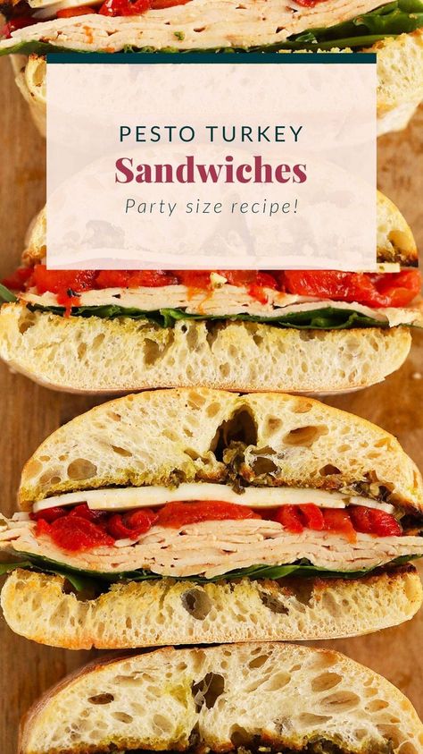 Grilled Roasted Red Pepper, Pesto, & Turkey Sandwiches Turkey Pesto Sandwich, Handheld Meals, Roasted Red Pepper Pesto, Pesto Turkey, Red Pepper Pesto, Turkey Pesto, Pepper Pesto, Turkey Sandwiches Recipes, Pesto Recipes