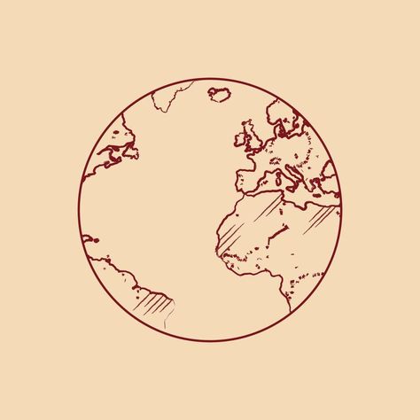 Planeta Tierra Aesthetic, Earth Drawings, Earth Map, Flat Vector Illustration, Flat Vector, Planet Earth, Brown Beige, World Map, Vector Art