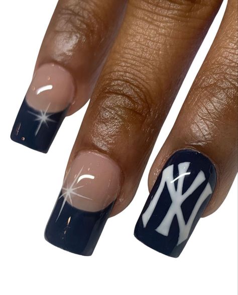 New York Yankees Nails, Yankee Nails, Ny Nails, Diy Acrylic Nails, Pretty Aesthetic, Drip Nails, Dope Nail Designs, Aesthetic Picture, Nails Only