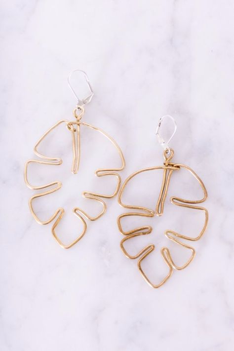 Leaf Earrings Diy, Ušný Piercing, Easy Diy Fashion, Anting Manik, Diy Earrings Easy, Diy Ring, Bijoux Fil Aluminium, Pola Gelang, Gelang Manik