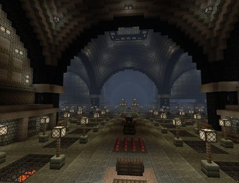 Svartalfaheimr - City of the Deep Dwellers Minecraft Project Minecraft Evil Lair Ideas, Cave Base Minecraft Ideas, Underground Mega Base Minecraft, Underground Minecraft Village, Minecraft Mega Base Ideas Underground, Minecraft Deepslate Cave Base, Dwarven City Minecraft, Minecraft Dwarven City, Nether Tunnel