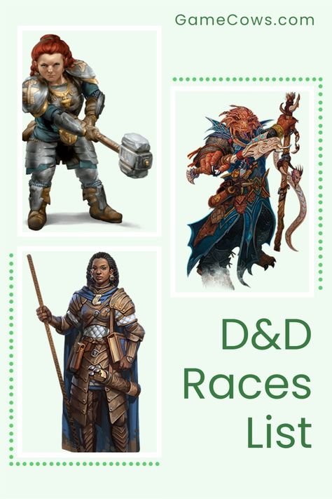 DnD Races List Dungeons and Dragons Rare Dnd Races, D&d Character Races, Dnd Character Races List, Fantasy Beings List, Dnd Humanoid Races, List Of Fantasy Races, All Dnd Races, Races In Dnd, D&d Races List