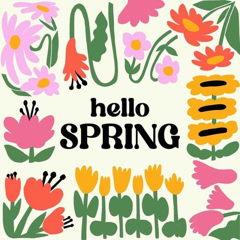 Allie Rose Co. | tees, stickers, stationery, & happy words 🫶🏼 on Instagram: "Hello I have been waiting for you 🌼 • • • #spring #happyspring #hellospring #springbreak #springtime #floraldesign #florals #springflorals #springflowets #graphics #graphicdesign #springgraphic #graphicdesigner #designer #adobe #adobeillustrator" Spring Magazine Design, Spring Campaign Design, Spring Graphic Design Inspiration, Spring Advertising Design, Spring Graphic Design Poster, Garden Party Graphic Design, Bloom Graphic Design, Spring Design Poster, Spring Flyer Design