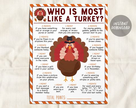 Thanksgiving Games For Adults Work, Fall Games For Adults Free Printable, Fall Activities For Seniors, Friendsgiving Games For Adults, Fun Thanksgiving Ideas, Thanksgiving Printables Free, Thanksgiving Notes, Thanksgiving Activities For Adults, Turkey Printable