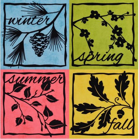 All Four Seasons In One Picture, Four Seasons Art Ideas, The 4 Seasons Art, Four Season Illustration, 4 Seasons Illustration, Four Seasons Aesthetic, Four Seasons Drawing, Four Seasons Tattoo, 4 Seasons Painting