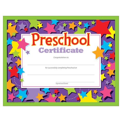 Preschool Certificate, Kindergarten Graduation Certificate, Kindergarten Certificates, Preschool Certificates, Kindergarten Diploma, Preschool Diploma, Graduation Certificate Template, Art Certificate, Daycare Forms