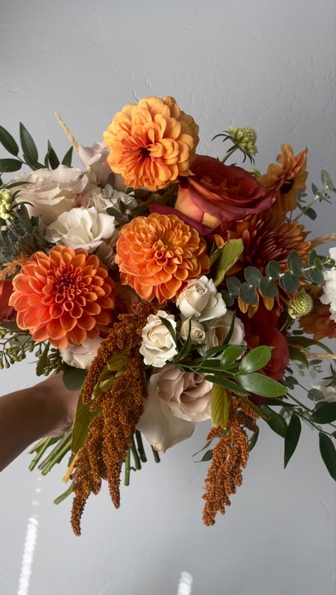 Flower Arrangements For Weddings, Orange Bridal Bouquet, Orange Wedding Bouquet, Fall Wedding Bouquet, Rusting Wedding, Orange Bouquets, Fall Bouquet, Orange Wedding Flowers, Northern Utah