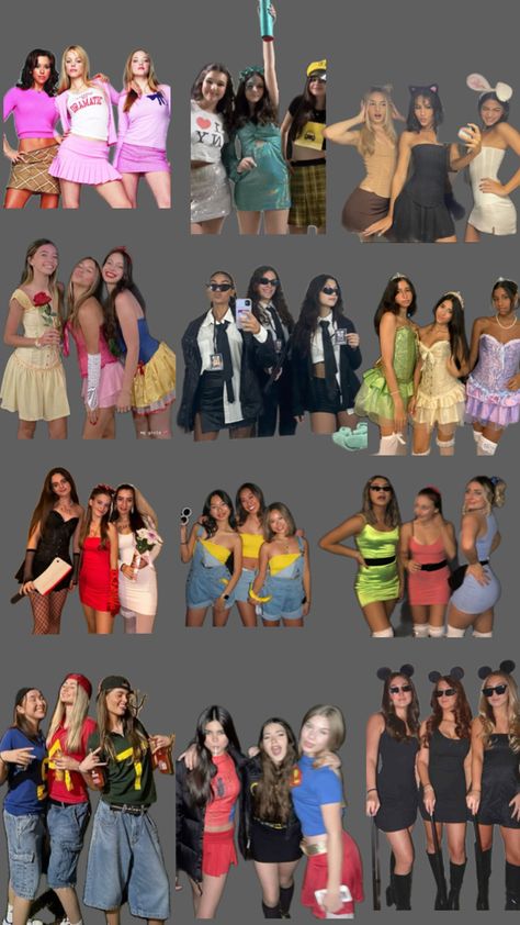 halloween costumes for trios Costumes For Trios, Halloween Costumes For Trios, Cute Easy Halloween Costumes, Trio Costumes, Minion Halloween, Halloween Duos, Cute Group Halloween Costumes, Carnaval Costume, Matching Halloween Costumes