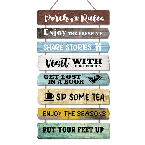 PRICES MAY VARY. LHIUEM Porch Rules Signs Porch Rules Wall Decor Motivational Quote Set of 8(2.5”X12”)patio wall decor Front Porch Door decor Porch Plaque Wooden Hanging Wall Art for porch library Garden(Modern Style) Porch Door Decor, Porch Rules Sign, Library Garden, Front Porch Door, Patio Wall Decor, Porch Wall Decor, Porch Door, Patio Signs, Decor Front Porch