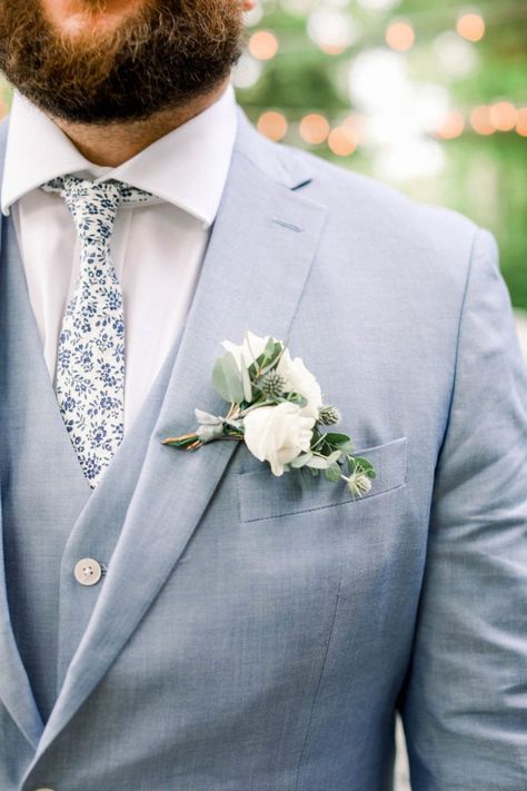 4 Stunning Spring Wedding Colors | The Wedding Guys Grey Suit With Champagne Tie, Suit With Champagne Tie, Natural Outdoor Wedding, Greenery Boutonniere, Pastel Wedding Theme, Pink Boutonniere, Champagne Tie, Wedding Tux, Groom Wedding Attire