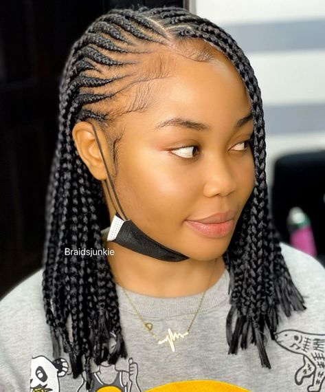 Loose Braid Hairstyles, Glam Hairstyles, Cornrow Hairstyle, Braiding Hairstyles, Bob Braids Hairstyles, Short Box Braids Hairstyles, Braided Hairdo, Braiding Styles, Big Braids